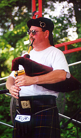 Bob Mitchell playing shuttle pipes